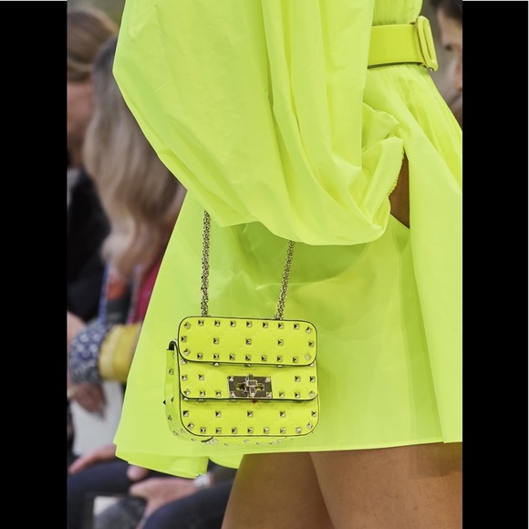 Valentino 2020 Neon Yellow Mini Rockstud Bag $1995 - Picture 2 of 8